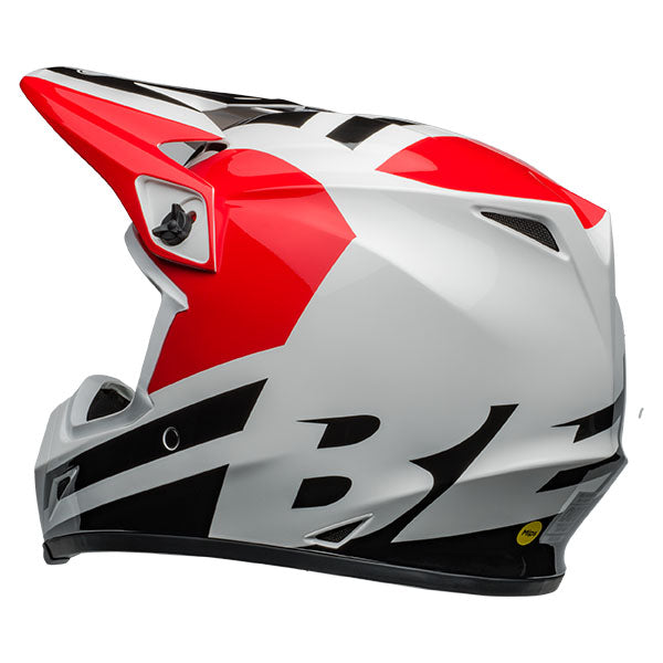 motorcycle helmet, rear view, showing aerodynamic shell design, ventilation ports, and secure retention system built for rider comfort and protection
