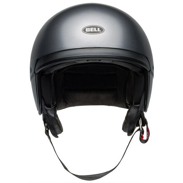 motorcycle helmet, front view, showing aerodynamic shell design, ventilation ports, and secure retention system built for rider comfort and protection. SKU 07158177.