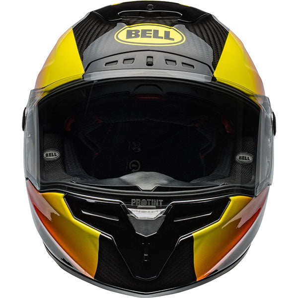 motorcycle helmet, front view, showing aerodynamic shell design, ventilation ports, and secure retention system built for rider comfort and protection. SKU 07162431.