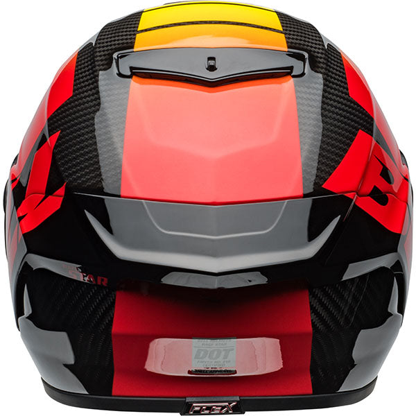 motorcycle helmet, rear view, showing aerodynamic shell design, ventilation ports, and secure retention system built for rider comfort and protection. SKU 07162433.