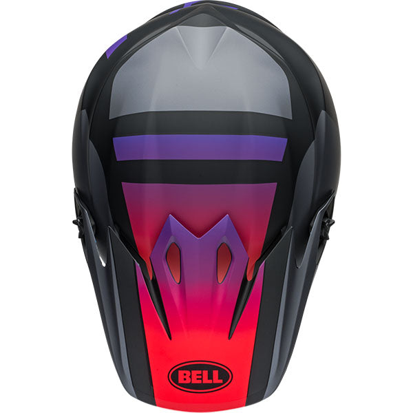 motorcycle helmet, top view, showing aerodynamic shell design, ventilation ports, and secure retention system built for rider comfort and protection. SKU 07157428.