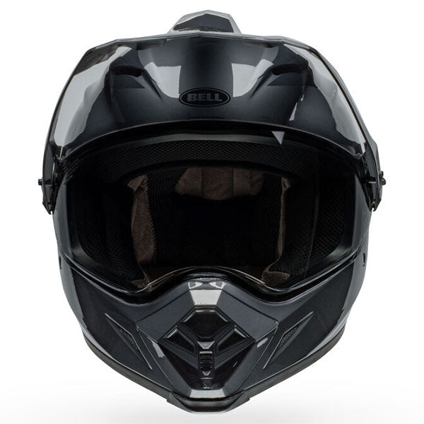 motorcycle helmet, front view, showing aerodynamic shell design, ventilation ports, and secure retention system built for rider comfort and protection. SKU 07157253.