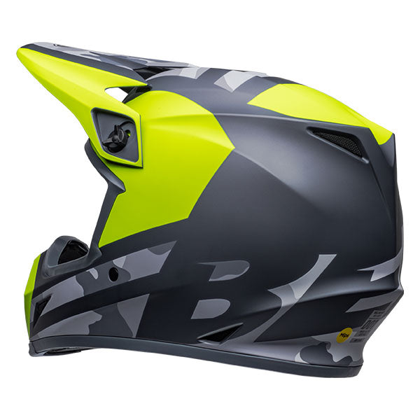 motorcycle helmet, rear view, showing aerodynamic shell design, ventilation ports, and secure retention system built for rider comfort and protection