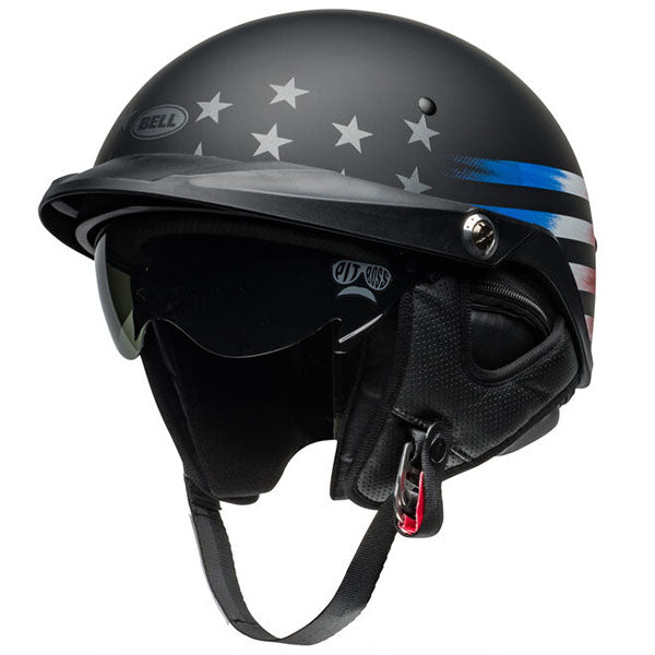 motorcycle helmet, front view, showing aerodynamic shell design, ventilation ports, and secure retention system built for rider comfort and protection