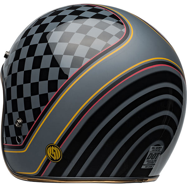motorcycle helmet, rear view, showing aerodynamic shell design, ventilation ports, and secure retention system built for rider comfort and protection. SKU 07159482.