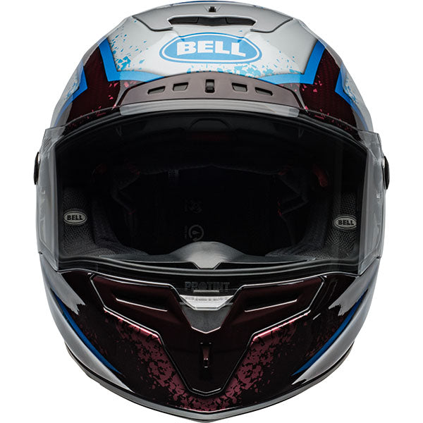 motorcycle helmet, front view, showing aerodynamic shell design, ventilation ports, and secure retention system built for rider comfort and protection. SKU 07159972.