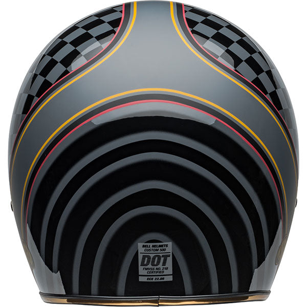 motorcycle helmet, rear view, showing aerodynamic shell design, ventilation ports, and secure retention system built for rider comfort and protection. SKU 07159483.