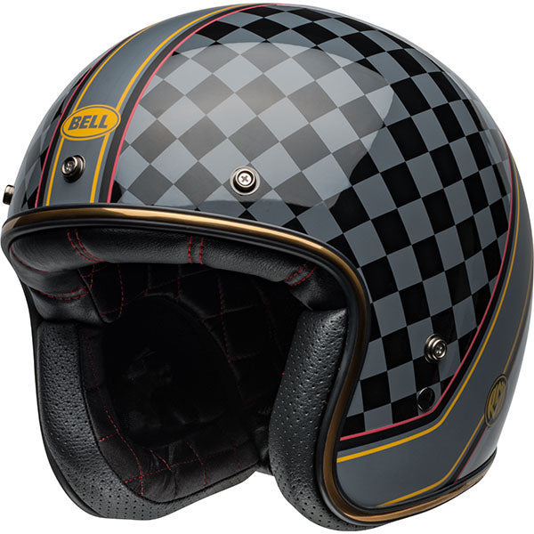 motorcycle helmet, front view, showing aerodynamic shell design, ventilation ports, and secure retention system built for rider comfort and protection