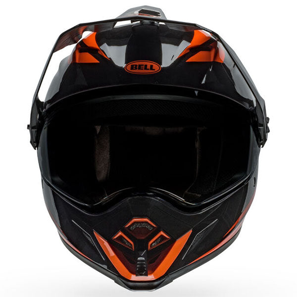motorcycle helmet, front view, showing aerodynamic shell design, ventilation ports, and secure retention system built for rider comfort and protection. SKU 07157269.