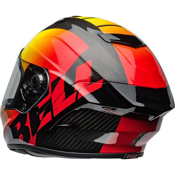 motorcycle helmet, rear view, showing aerodynamic shell design, ventilation ports, and secure retention system built for rider comfort and protection. SKU 07162432.