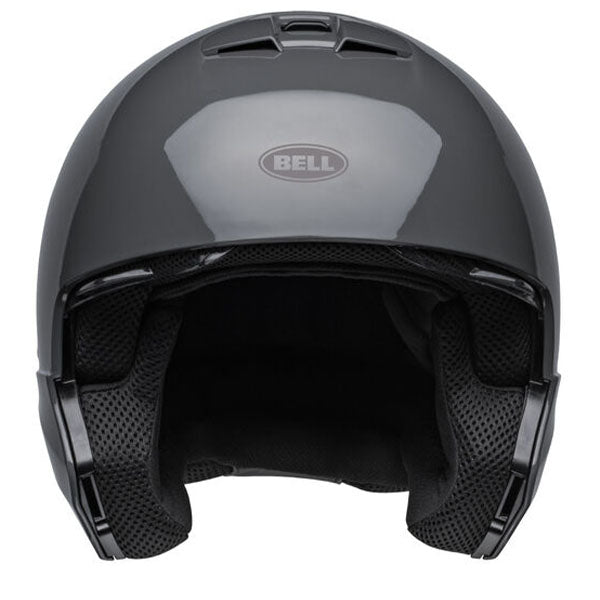 motorcycle helmet, front view, showing aerodynamic shell design, ventilation ports, and secure retention system built for rider comfort and protection. SKU 07150171.