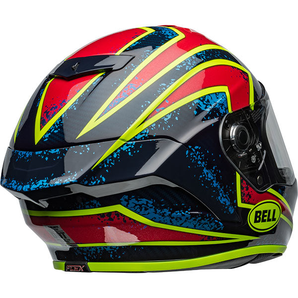 motorcycle helmet, rear view, showing aerodynamic shell design, ventilation ports, and secure retention system built for rider comfort and protection. SKU 07159979.