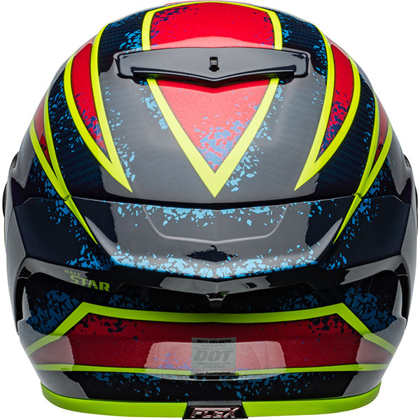 motorcycle helmet, rear view, showing aerodynamic shell design, ventilation ports, and secure retention system built for rider comfort and protection. SKU 07159987.
