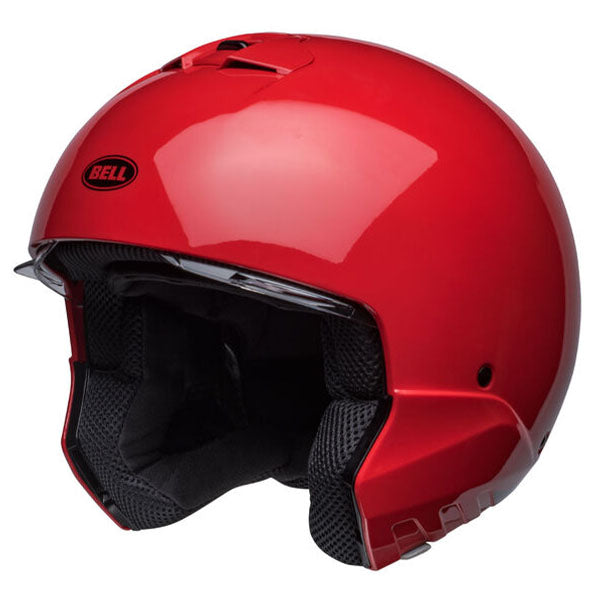motorcycle helmet, front view, showing aerodynamic shell design, ventilation ports, and secure retention system built for rider comfort and protection