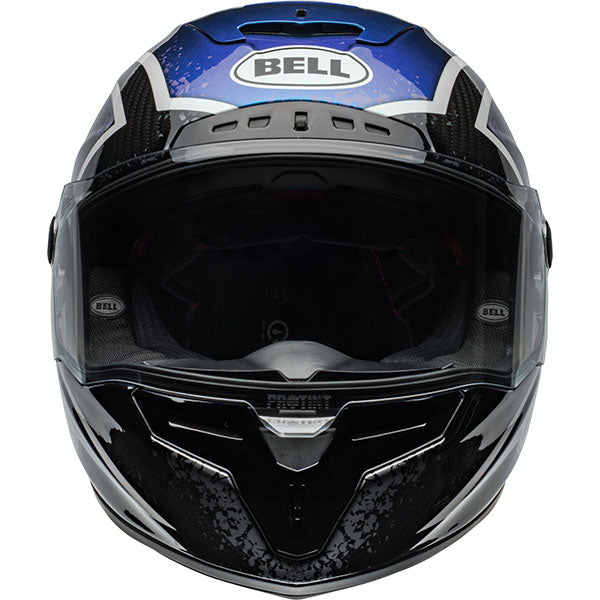 motorcycle helmet, front view, showing aerodynamic shell design, ventilation ports, and secure retention system built for rider comfort and protection. SKU 07159978.