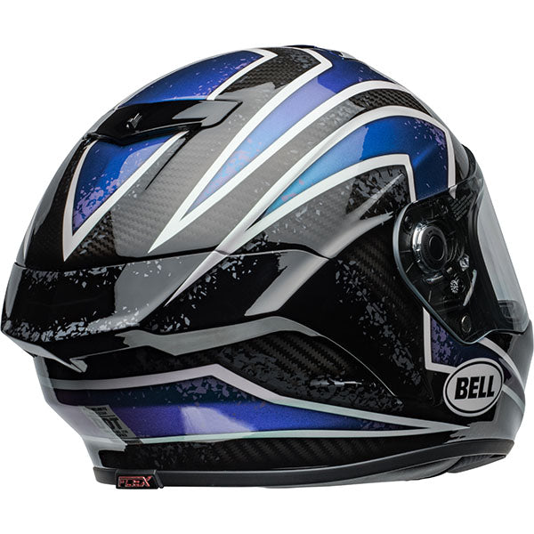motorcycle helmet, rear view, showing aerodynamic shell design, ventilation ports, and secure retention system built for rider comfort and protection. SKU 07159970.
