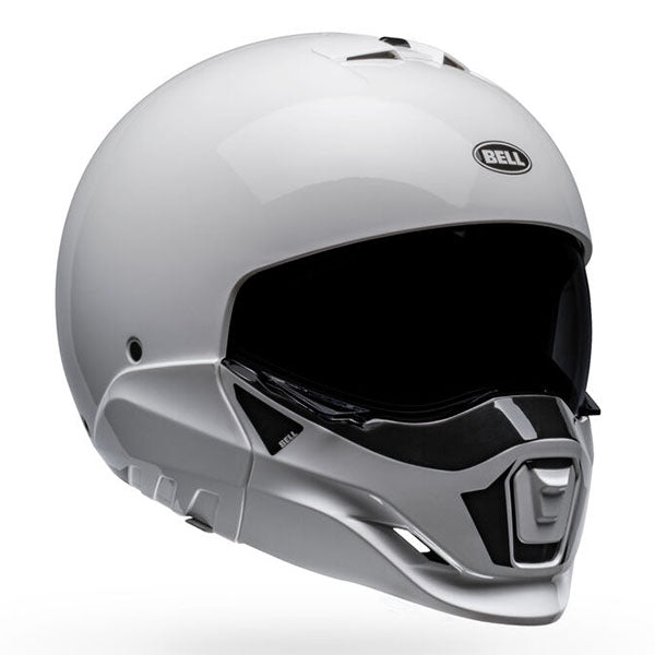 motorcycle helmet, front view, showing aerodynamic shell design, ventilation ports, and secure retention system built for rider comfort and protection