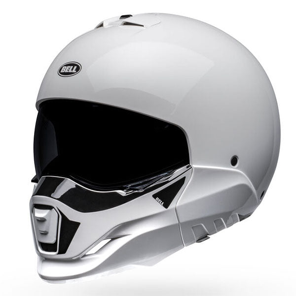 motorcycle helmet, front view, showing aerodynamic shell design, ventilation ports, and secure retention system built for rider comfort and protection