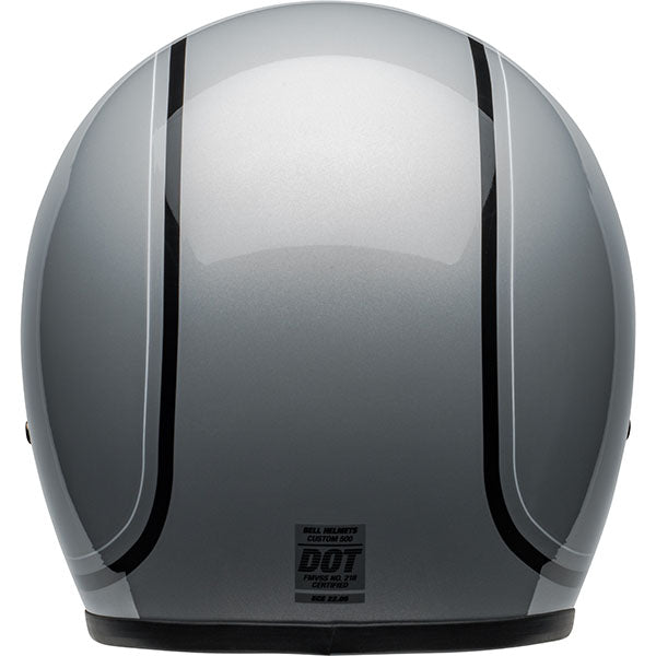 motorcycle helmet, rear view, showing aerodynamic shell design, ventilation ports, and secure retention system built for rider comfort and protection