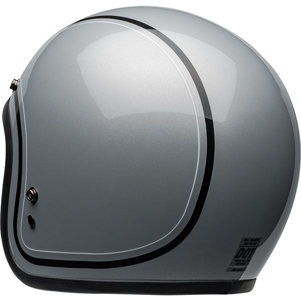 motorcycle helmet, rear view, showing aerodynamic shell design, ventilation ports, and secure retention system built for rider comfort and protection