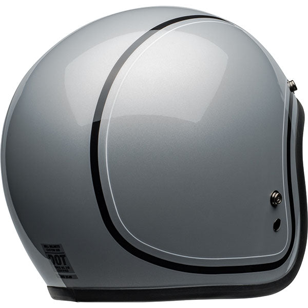 motorcycle helmet, rear view, showing aerodynamic shell design, ventilation ports, and secure retention system built for rider comfort and protection