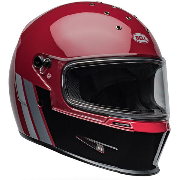 motorcycle helmet, front view, showing aerodynamic shell design, ventilation ports, and secure retention system built for rider comfort and protection