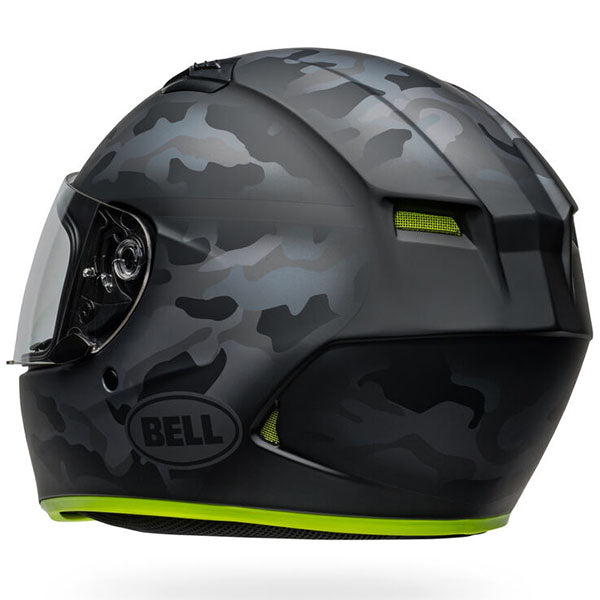 motorcycle helmet, rear view, showing aerodynamic shell design, ventilation ports, and secure retention system built for rider comfort and protection. SKU 07158703.