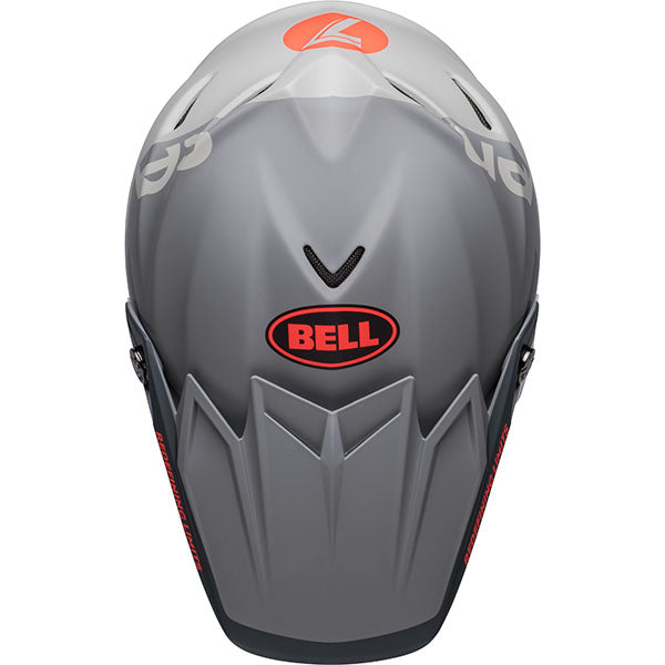 motorcycle helmet, top view, showing aerodynamic shell design, ventilation ports, and secure retention system built for rider comfort and protection. SKU 07148768.