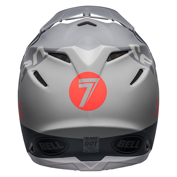 motorcycle helmet, rear view, showing aerodynamic shell design, ventilation ports, and secure retention system built for rider comfort and protection. SKU 07148758.