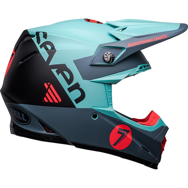 motorcycle helmet, angled view, showing aerodynamic shell design, ventilation ports, and secure retention system built for rider comfort and protection
