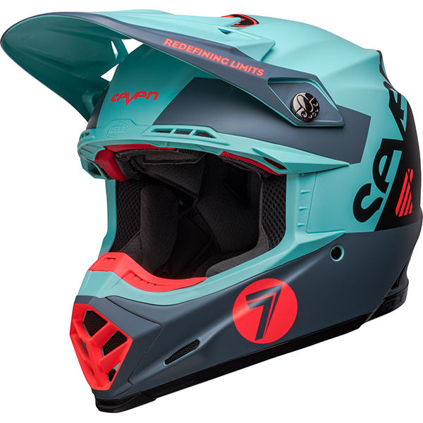 motorcycle helmet, front view, showing aerodynamic shell design, ventilation ports, and secure retention system built for rider comfort and protection