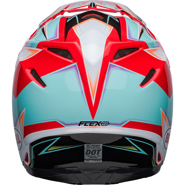 motorcycle helmet, rear view, showing aerodynamic shell design, ventilation ports, and secure retention system built for rider comfort and protection. SKU 07148461.