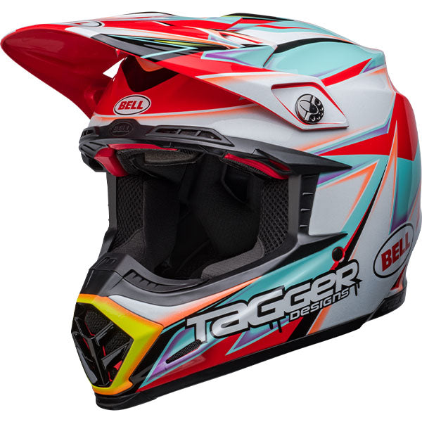 motorcycle helmet, front view, showing aerodynamic shell design, ventilation ports, and secure retention system built for rider comfort and protection