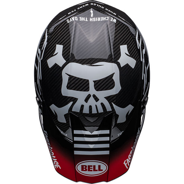 motorcycle helmet, top view, showing aerodynamic shell design, ventilation ports, and secure retention system built for rider comfort and protection. SKU 07148531.