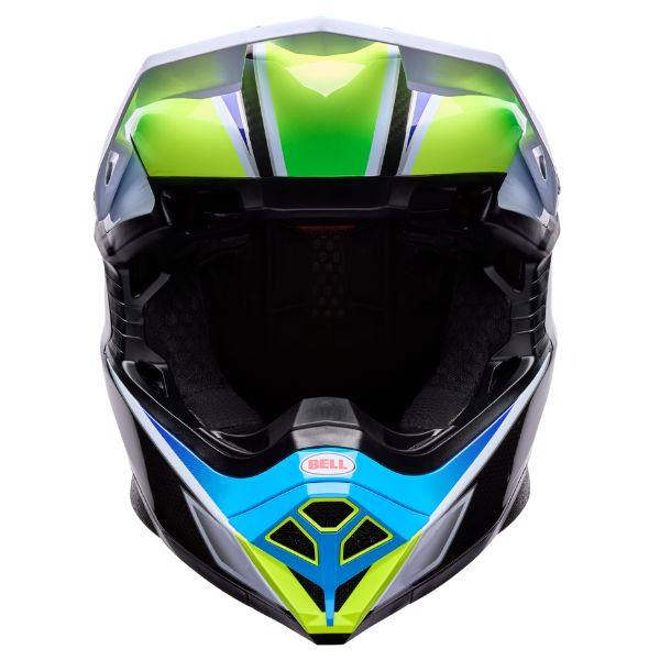 Image of Bell - Moto-10 Spherical Grid Helmet | SKU 71712 | Colors: White/Black/Gray, White/Blue | Sizes: XS to 2X | Available at BTO Sports