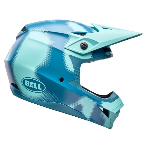motorcycle helmet, angled view, showing aerodynamic shell design, ventilation ports, and secure retention system built for rider comfort and protection. SKU 07173833.