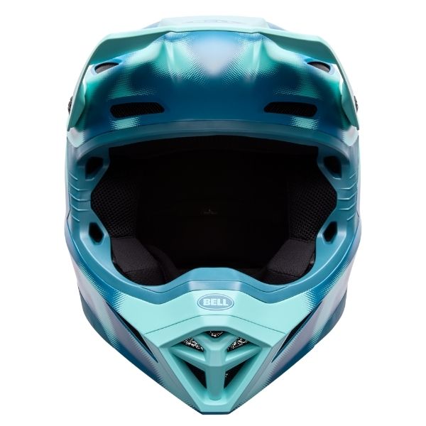 motorcycle helmet, angled view, showing aerodynamic shell design, ventilation ports, and secure retention system built for rider comfort and protection. SKU 07173834.