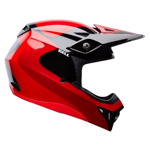 Motorcycle helmet, showing aerodynamic shell design, ventilation ports, and secure retention system built for rider comfort and protection | Bell - MX-10 MIPS Wave Helmet (Youth) | SKU 71757 | Colors: Orange/Blue, Red/Black | Sizes: Y-SM to Y-LG | Available at BTO Sports