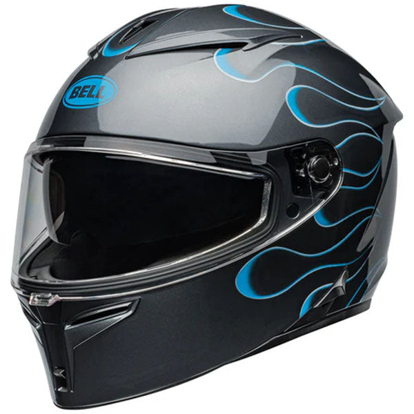 motorcycle helmet, showing aerodynamic shell design, ventilation ports, and secure retention system built for rider comfort and protection
