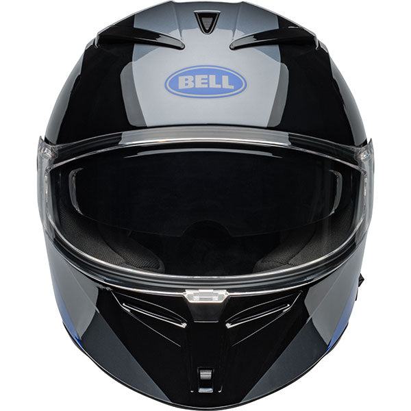 motorcycle helmet, front view, showing aerodynamic shell design, ventilation ports, and secure retention system built for rider comfort and protection. SKU 07160970.