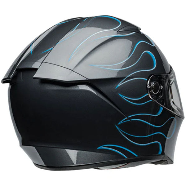 motorcycle helmet, showing aerodynamic shell design, ventilation ports, and secure retention system built for rider comfort and protection