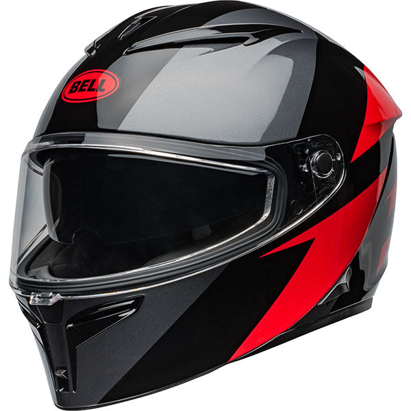 motorcycle helmet, front view, showing aerodynamic shell design, ventilation ports, and secure retention system built for rider comfort and protection