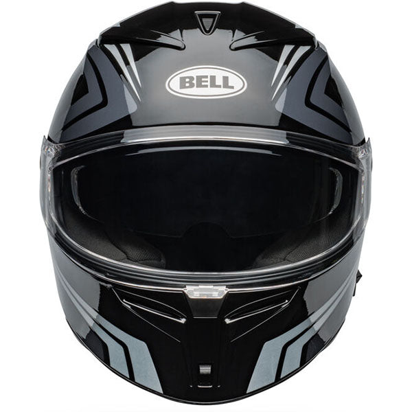 motorcycle helmet, front view, showing aerodynamic shell design, ventilation ports, and secure retention system built for rider comfort and protection. SKU 07160919.