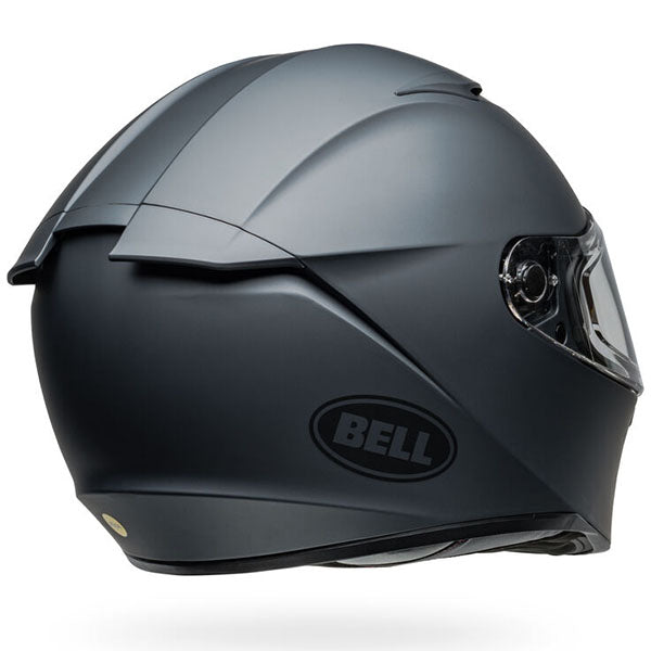motorcycle helmet, rear view, showing aerodynamic shell design, ventilation ports, and secure retention system built for rider comfort and protection. SKU 07160850.