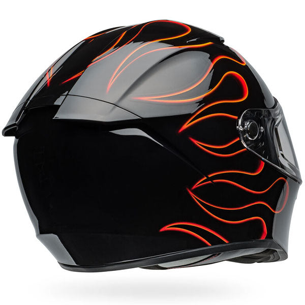 motorcycle helmet, rear view, showing aerodynamic shell design, ventilation ports, and secure retention system built for rider comfort and protection. SKU 07160897.
