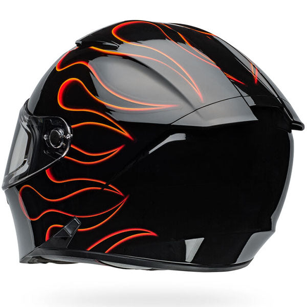 motorcycle helmet, rear view, showing aerodynamic shell design, ventilation ports, and secure retention system built for rider comfort and protection. SKU 07160899.