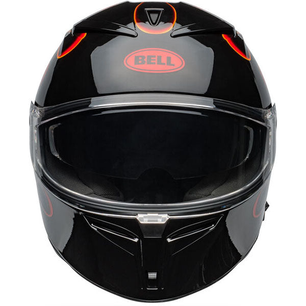 motorcycle helmet, front view, showing aerodynamic shell design, ventilation ports, and secure retention system built for rider comfort and protection. SKU 07160981.