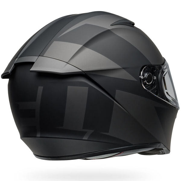 motorcycle helmet, rear view, showing aerodynamic shell design, ventilation ports, and secure retention system built for rider comfort and protection. SKU 07160990.