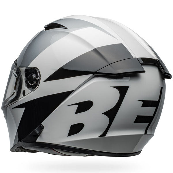 motorcycle helmet, rear view, showing aerodynamic shell design, ventilation ports, and secure retention system built for rider comfort and protection. SKU 07161012.