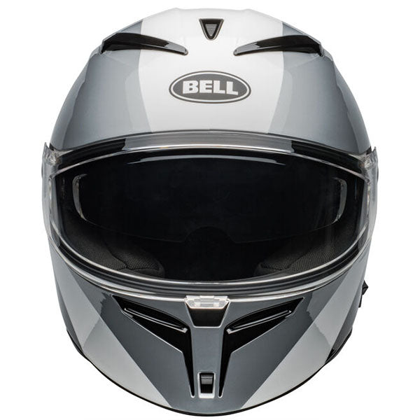 motorcycle helmet, front view, showing aerodynamic shell design, ventilation ports, and secure retention system built for rider comfort and protection. SKU 07160935.